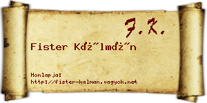 Fister Kálmán névjegykártya